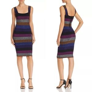 Ronny Kobo Farina Metallic Stripe Body Con Dress